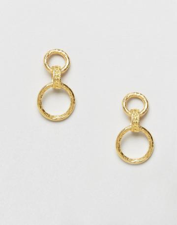 Ottoman Hands Hammered Chain Hooped Earrings - Gold