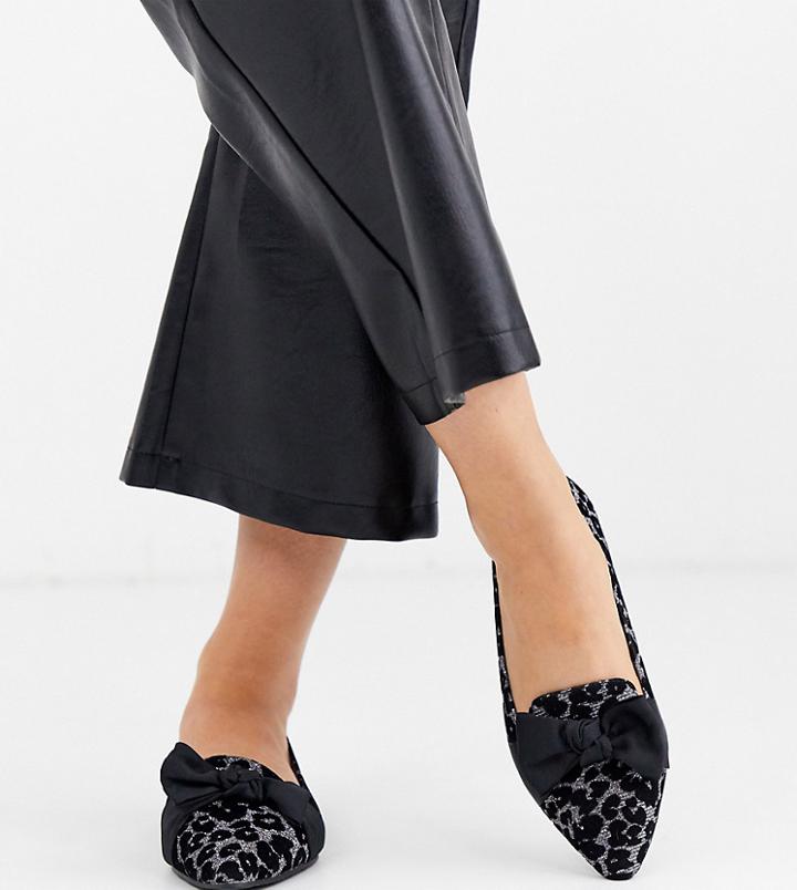 Simply Be Wide Fit Trixi Pointed Toe Pumps In Leopard-multi