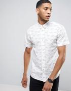 Bellfield Shirt In Gull Print In Regular Fit - White