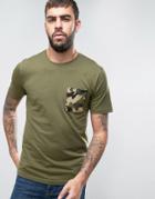 Only & Sons T-shirt With Camo Pocket - Green