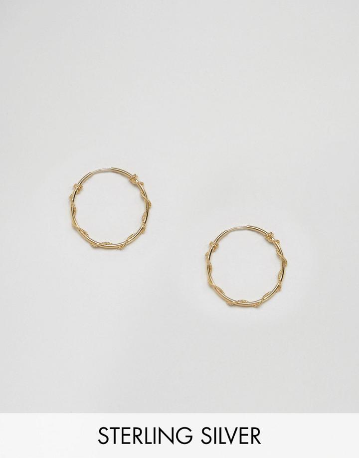 Asos Gold Plated Sterling Silver 20mm Chain Tube Hoop Earrings - Gold