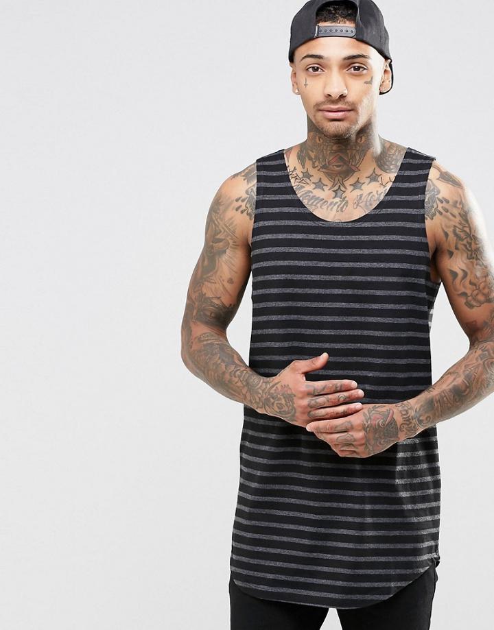 Asos Longline Stripe Vest With Curved Hem