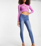Asyou Low Rise V-front Skinny Jeans In Blue-blues
