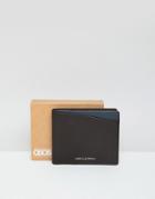 Asos Design Leather Bifold Wallet In Brown With Gray Insert - Brown