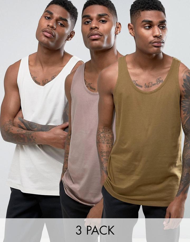 Asos Skater Tank 3 Pack Save - Multi