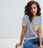 Asos Design Tall Stripe T-shirt With Contrast Pocket - Multi