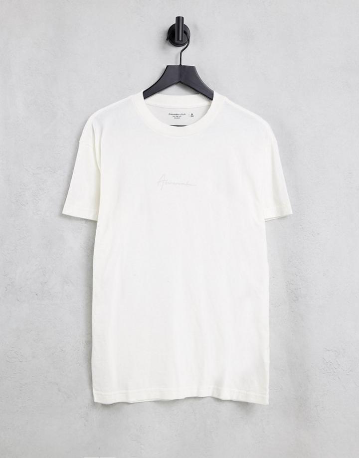 Abercrombie & Fitch Script Chest Centre Logo Oversized T-shirt In White