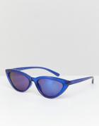 Weekday Mini Cat Eye Sunglasses In Blue - Blue