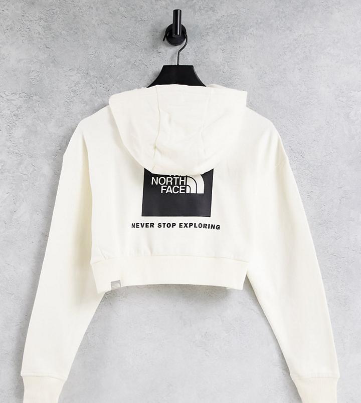 The North Face Red Box Cropped Hoodie In White - Exclusive To Asos