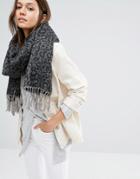 Pieces Leopard Print Scarf With Tassels - Gray