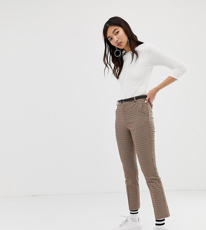Stradivarius Checked Belted Chino In Multi - Multi