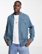 Lacoste Stripe Long Sleeve Shirt In Aqua-green