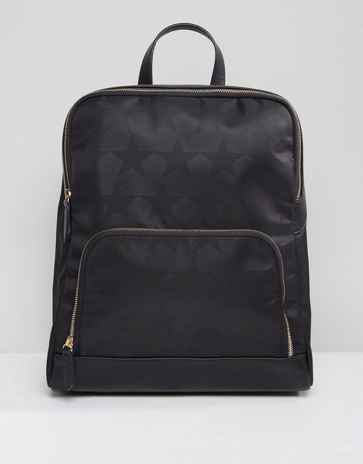 Qupid Star Print Backpack - Black