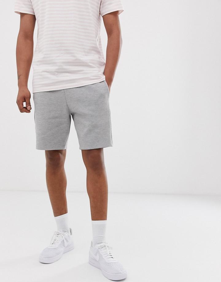 River Island Pique Shorts In Gray Marl