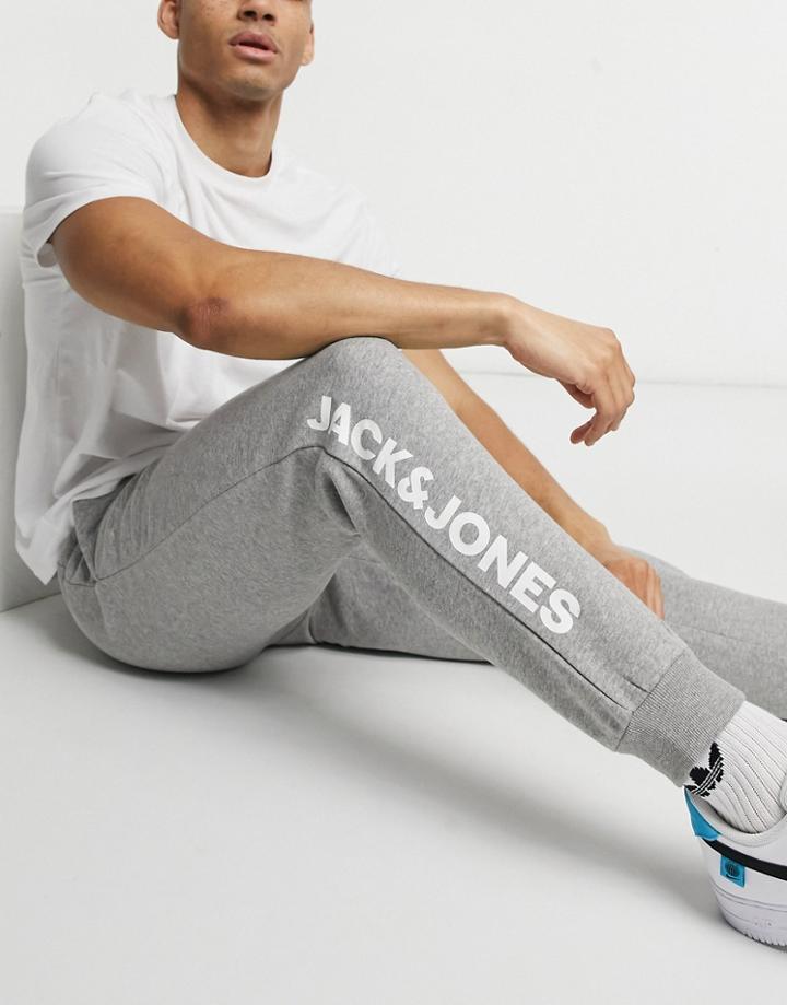 Jack & Jones Intelligence Sweatpants With Logo In Gray-grey