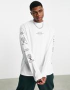 Dr Denim Arm Graphic Long Sleeve Top In White