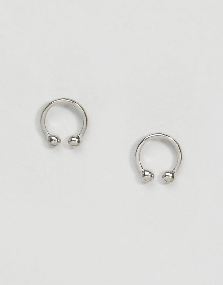 Asos Bar Bell Stud Earrings - Rhodium