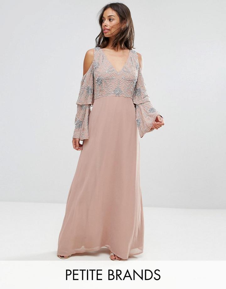 Maya Petite All Over Embellished Top Maxi Dress - Pink