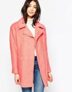 Yumi Asymmetric Zip Coat - Pink
