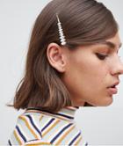 Monki Hair Pin With Clear Stones In Gold - Silver