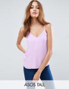 Asos Tall Woven Cami Top With Double Layer - Purple