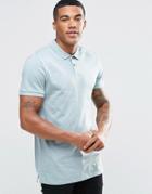 New Look Slub Polo Shirt With Blue Print - Blue