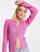 Asos Design Sweater With Collar In Pink