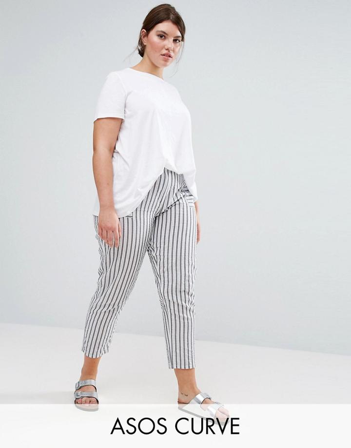 Asos Curve Striped Peg Pants In Seersucker - Multi