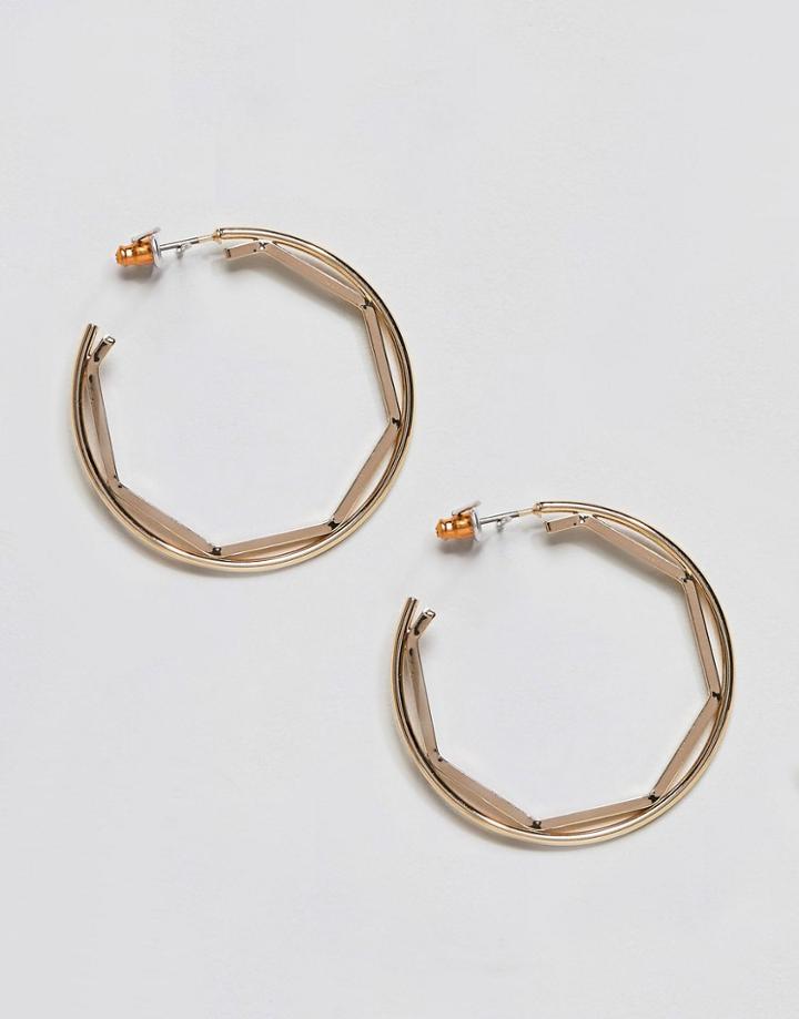 Asos Geo Insert Hoop Earrings - Gold