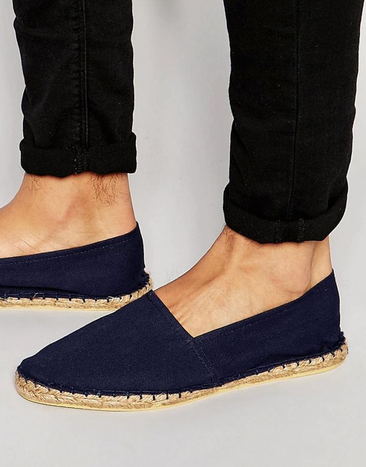 Asos Espadrilles In Navy Canvas - Navy