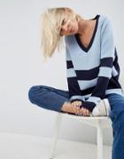 Asos White Chevron Knit Sweater - Multi