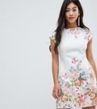 Asos Design Petite Placement Floral Shift Mini Dress - Multi