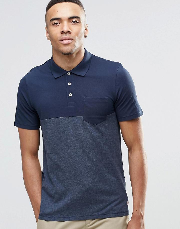 Jack & Jones Color Block Polo Shirt - Navy