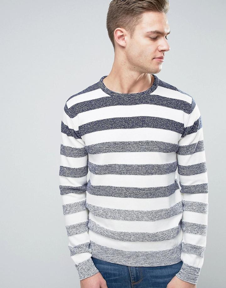 Solid Sweater In Faded Stripe - White