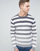 Solid Sweater In Faded Stripe - White