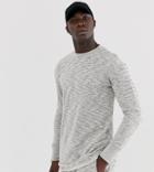 Le Breve Tall Ribbed Arm Crew Neck Sweatshirt-gray