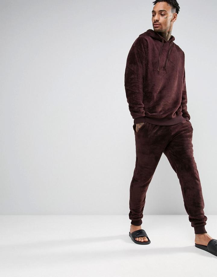 Asos Skinny Jogger In Fleece - Red