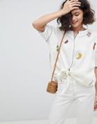 Intropia Needlepoint Embroidered Fruit Blouse - Cream