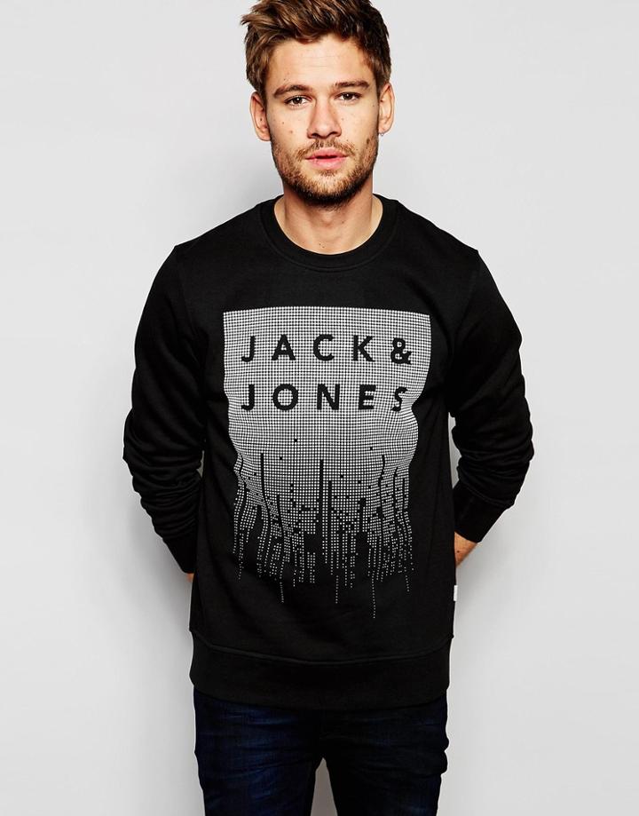 Jack & Jones Sweatshirt With Textured Print - Black