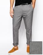 Asos Slim Fit Smart Pants In Twill - Gray