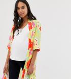 Blume Maternity Kimono In Floral Placement Print