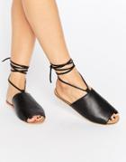 Asos Freed Leather Lace Up Sandals - Black