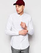 Pull & Bear Shirt In White With Small Print In Regular Fit - White