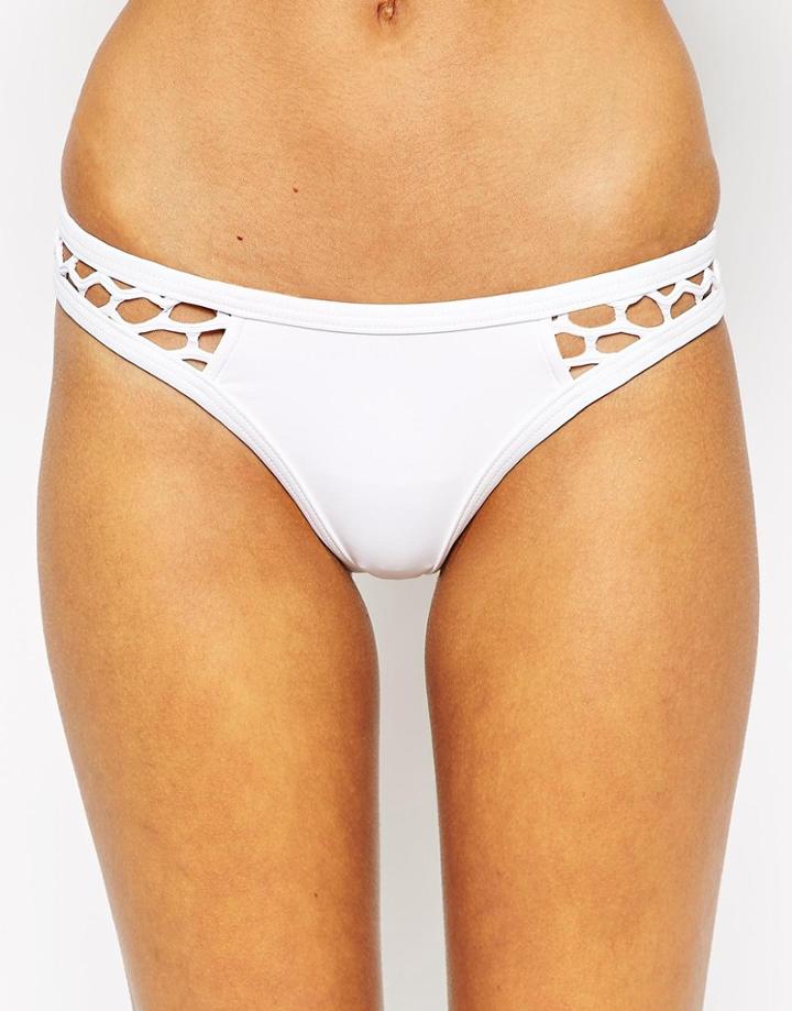 Seafolly Mesh About High Cut Brazilian Bikini Bottoms - White