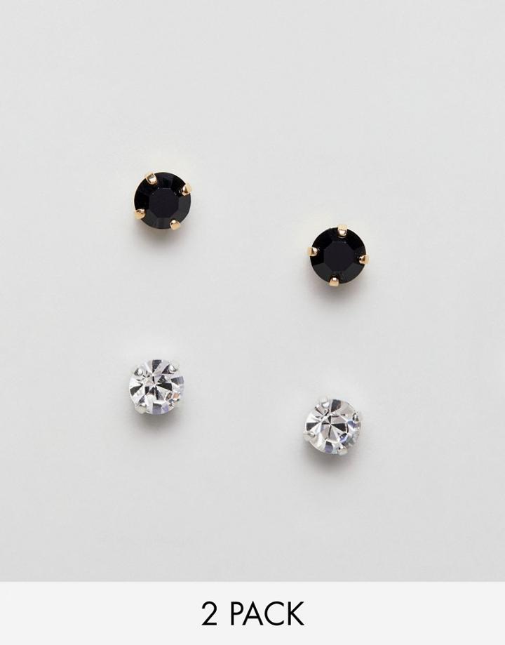 Krystal London Swarovski Crystal 2 Pair Of Studs - Black