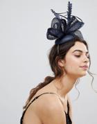 Vixen Macaroon Shape Hat With Patterned Sinamay Detail - Cream