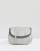 Asos Zip Front Leather Cross Body Bag - Gray