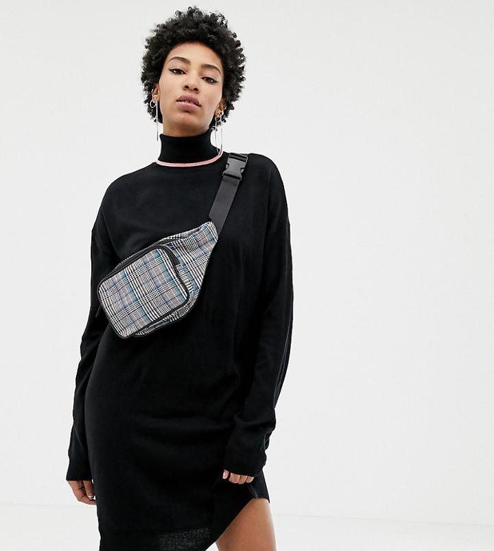 Collusion Tall Roll Neck Sweater Dress - Black