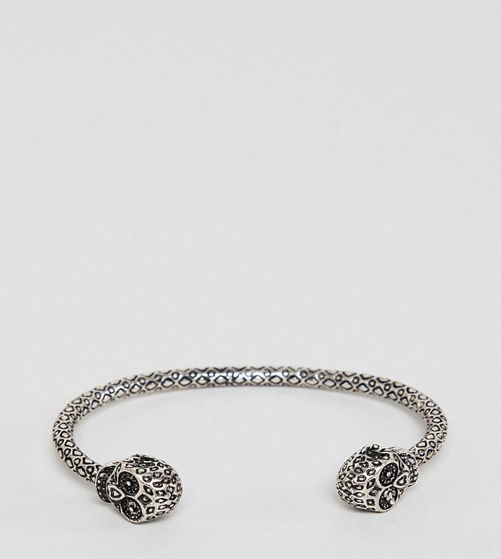 Reclaimed Vintage Inspired Bangle With Skull In Burnished Silver Exclusive At Asos - Silver