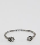 Reclaimed Vintage Inspired Bangle With Skull In Burnished Silver Exclusive At Asos - Silver